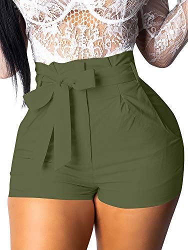 High-waisted tailored shorts in olive woven blend, finished with side pockets, subtle front pleats, and a removable self-tie belt.